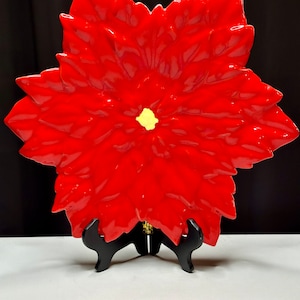 Vintage Atlantic Mold Ceramic Poinsettia Plate/Vintage MCM Ceramic Poinsettia Plate/Vintage MCM Christmas Decor