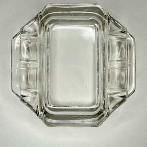 Beautiful Vintage Art Deco Glass Ashtray/Vintage Art Deco Decor/Vintage MCM Art Deco Clear Ashtray
