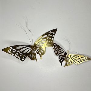 Gorgeous Set of Two Vintage Lightweight Brass Butterflies/Made in Taiwan Vintage Brass Butterfly Wall Decor/Brass Butterfly Decor