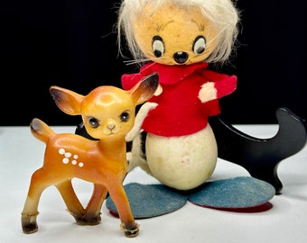 Vintage Wagner Handwork Kunstlerschutz Flocked Fawn Figurine