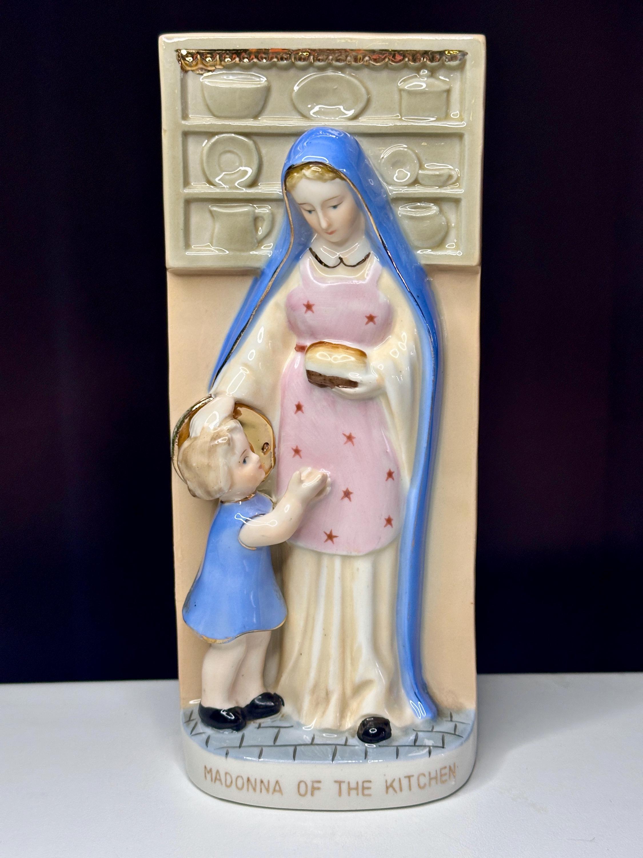 Vintage 1959 Madonna of the Kitchen Ceramic Wall Plaque
