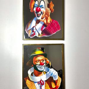 Set of Two Vintage MCM Brass and Mirror Clown Decor/Vintage MCM Clown Decor/Ringo the Clown