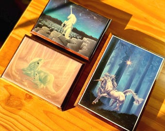 Your Choice of Vintage Unicorn Wood Resin Plaques/Vintage Unicorn Decor/Sue Daws/Andy Mack