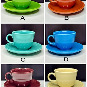 Your Choice of Vintage Fiesta Ware Cup & Saucer Set – Choose Your Color –Vintage Fiestaware
