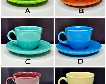 Your Choice of Vintage Fiesta Ware Cup & Saucer Set – Choose Your Color –Vintage Fiestaware
