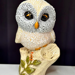 Vintage Ceramic Perched Owl Figurine/Vintage Owl Decor/Vintage Owl Figurine