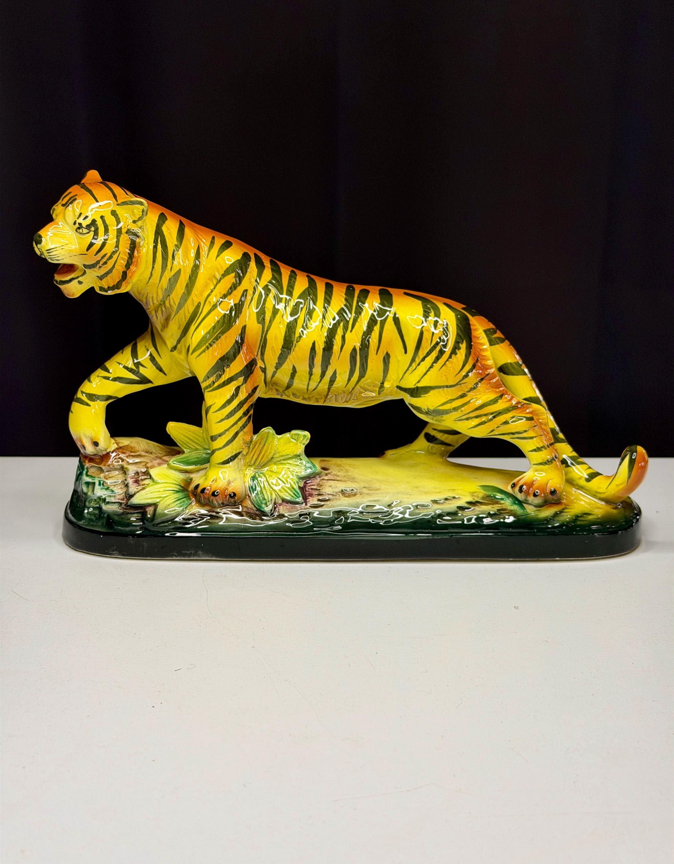 Vintage Ceramic Tiger Figurine - Etsy