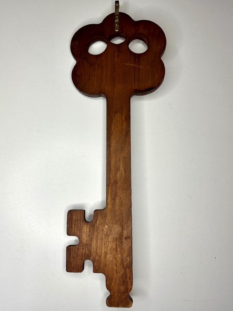 Vintage Wooden Key Shaped Key Holder | Hand-carved Wall Hook With ...
