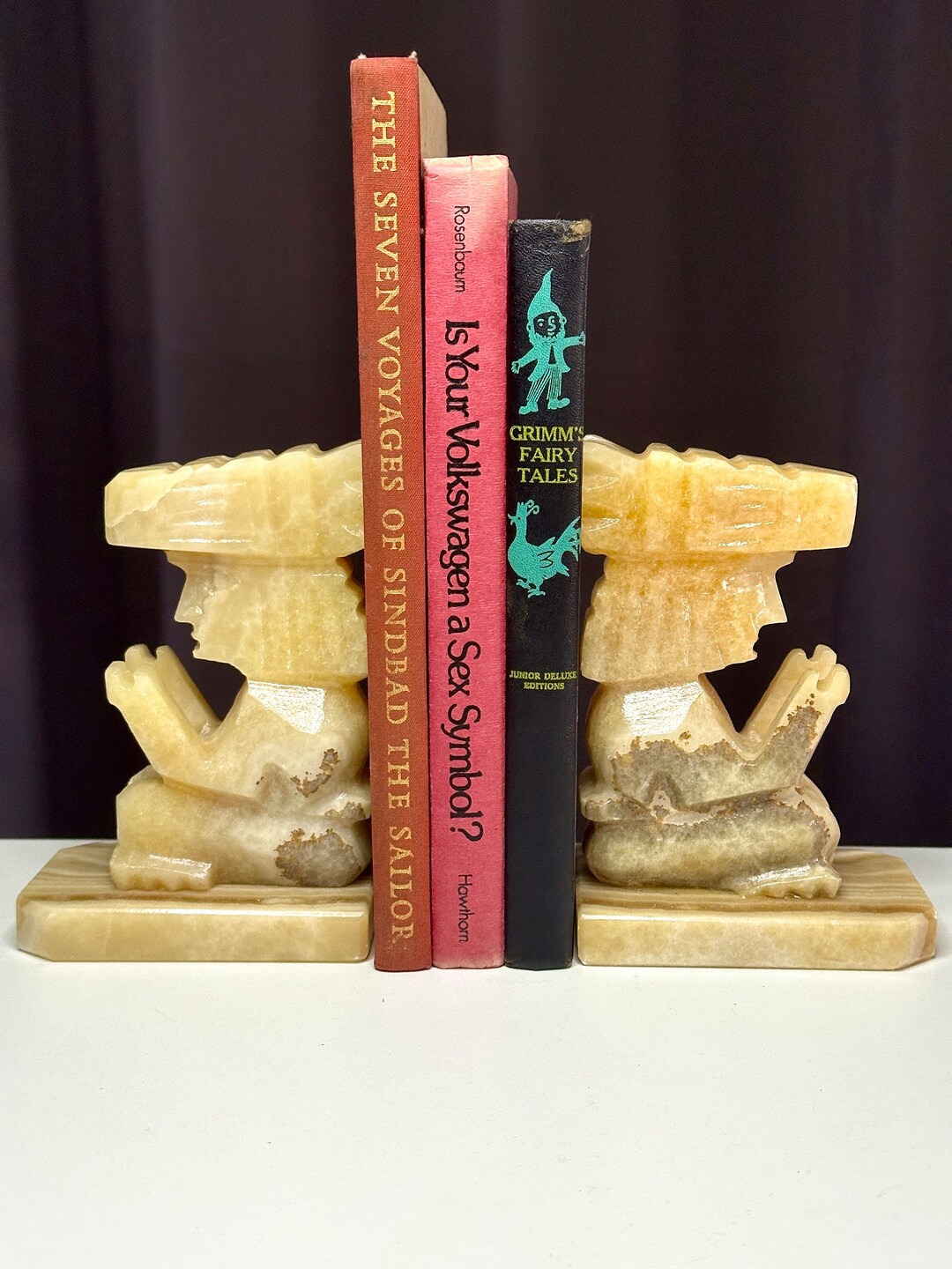 Gorgeous Vintage Onyx Aztec Bookends/vintage Onyx Bookends/vintage Maya ...