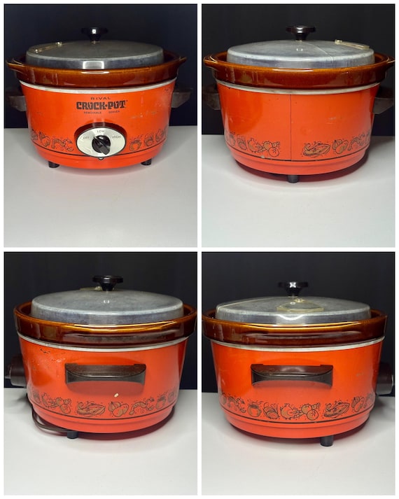 レトロなCrock-Pot スロークッカー オレンジ Vintage 1970s Orange Rival Crock-pot Slow Cooker – Retro