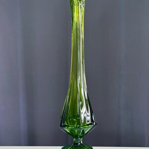 Vintage 24” Viking Glass Vase – Epic Green Swung Glass Pedestal Vase – Mid-Century Modern Elegance/Viking Swung Vase image 9