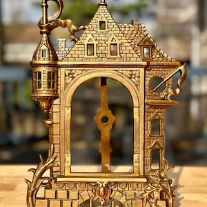 Antique Cast Bronze Easel Style Castle Picture Frame/Ornate Victorian/Gothic Decor/Vintage Brass Ornate Picture Frames