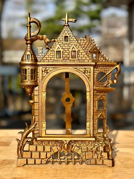 Antique Cast Bronze Easel Style Castle Picture Frame/ornate