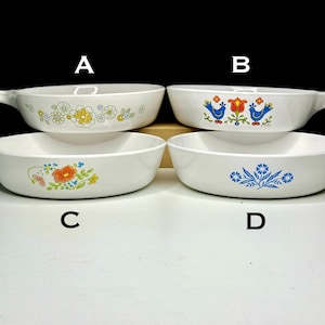 Your Choice of Four Vintage Corningware Menuette Sauce Pans/Wildflower/Country Festival/Blue Cornflower/Floral Bouquet