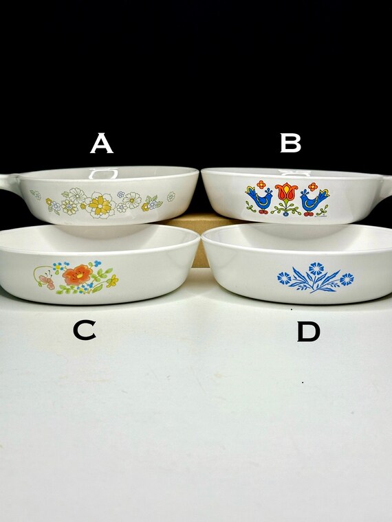 Your Choice of Four Vintage Corningware Menuette Sauce Pans/Wildflower/Country Festival/Blue Cornflower/Floral Bouquet
