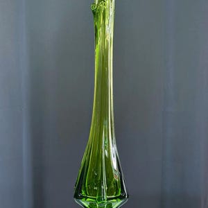 Vintage 24” Viking Glass Vase – Epic Green Swung Glass Pedestal Vase – Mid-Century Modern Elegance/Viking Swung Vase image 3