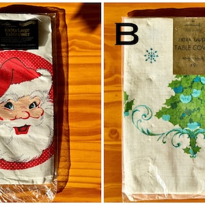 Choice of Two Unopened Vintage Christmas Tablecloths/Paper Art Co. Santa Tablecloth/Hallmark Christmas Tree Tablecloth