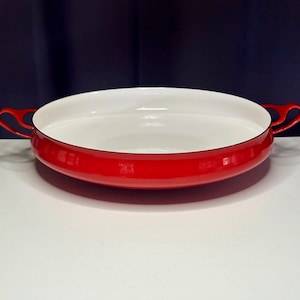 Gorgeous Vintage Dansk Kobenstyle Paella Pan – Red Enamelware by Jens Quistgaard – Vintage Cookware-Scandinavian Cookware