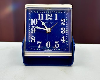 Vintage West German Blessing Travel Alarm Clock in Foldable Case/Vintage Travel Clock/Vintage Clock