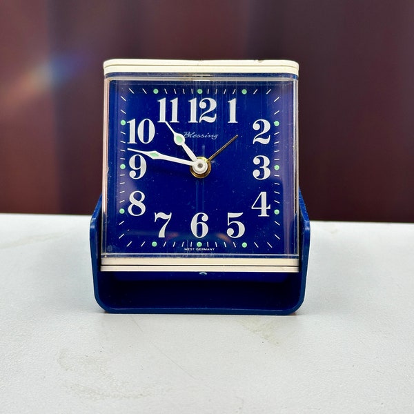 Vintage West German Blessing Travel Alarm Clock in Foldable Case/Vintage Travel Clock/Vintage Clock