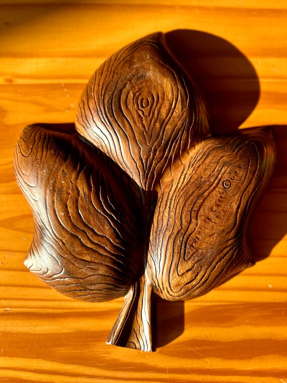 Vintage 1962 Treasure Craft Three Bowl Divided Leaf Dish/vintage