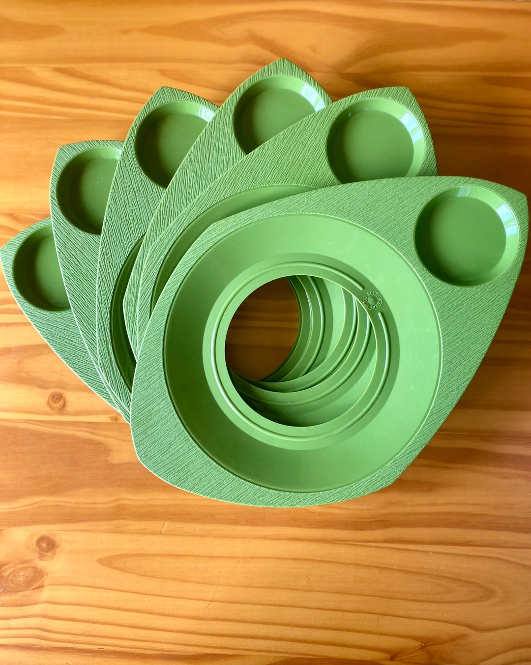 Fun Retro Set of Six Vintage Plate and Cup Holder Trays/vintage 1970’s ...