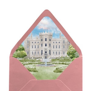 Watercolor Wedding Venue Envelope Liners - Custom Venue Art - Venue Drawing - Watercolor Invitations - Wedding A7 Euro Flap Envelope