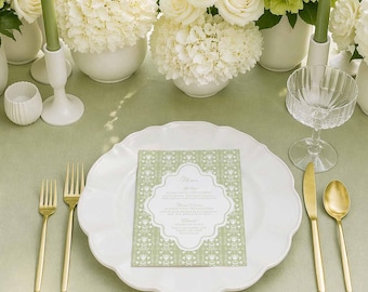 Elegant Hand Drawn Wedding Menu Template, Customizable Floral Reception Menu, Grandmillennial Style, Printable 5x7 Digital Menu Card, Fleur