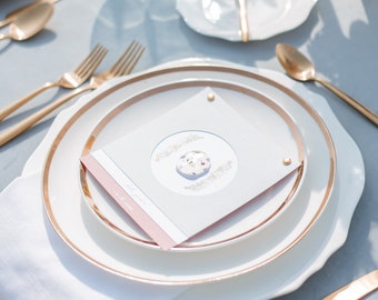 Layered Wedding Menus - Reception Dinner Menus - Gold Accent - Custom Menus - Wax Seals