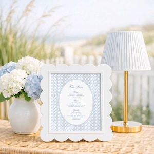 Blue Rattan Bar Menu Template, Coastal Watercolor Wedding Signage, Printable Bar Menu, Nautical Cocktail Sign, Beach Wedding Decor, Veranda