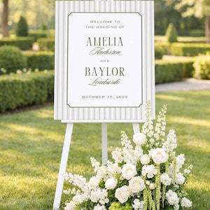 Old Money Wedding Bundle, Vintage-Inspired Stripes, Classic Wedding Stationery & Signage Set, Editable Canva Wedding Template, Westwood image 4