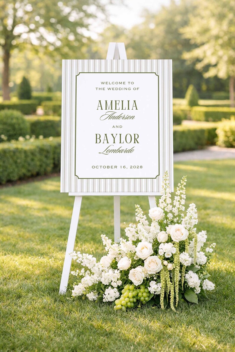 Old Money Wedding Bundle, Vintage-Inspired Stripes, Classic Wedding Stationery & Signage Set, Editable Canva Wedding Template, Westwood image 4