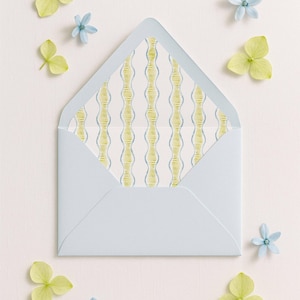 Fun Wavy Striped Envelope Liner Template, Hand Painted Modern Wedding, Chartreuse, Green and Blue Watercolor Art, Unique Pattern, Waverly