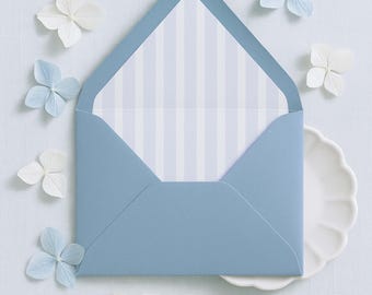 Custom Color Striped Envelope Liner Template for Wedding Invitations, Coastal Beach Theme, Personalize Colors, Square or Euro Flap, Marina