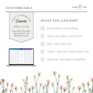 Watercolor Blue Wedding Program Template, Double-Sided Ceremony Outline, Rattan and Stripes, Order of Events, Editable in Canva, Veranda Bild 9