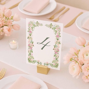 Hand-Painted Script Floral Table Numbers, Editable Template, Printable Wedding Table Cards, Elegant Watercolor Centerpiece Decor, Floral2