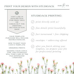 a floral background with a text box containing information about StudioAck printing services.