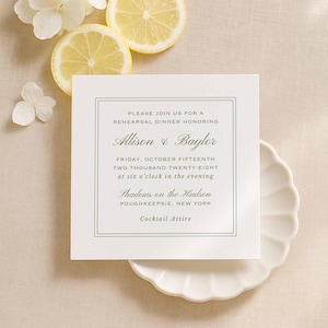 Green Stripe Rehearsal Dinner Invitation, Watercolor Stripe Rehearsal Template, Editable Canva Printable Invite Insert Card, Grove image 2
