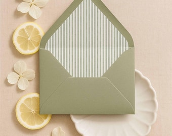 Green Striped Envelope Liner Printable, Hand Painted Watercolor Stripe Envelope Insert, A7 Printable Liners, Instant Download, Grove