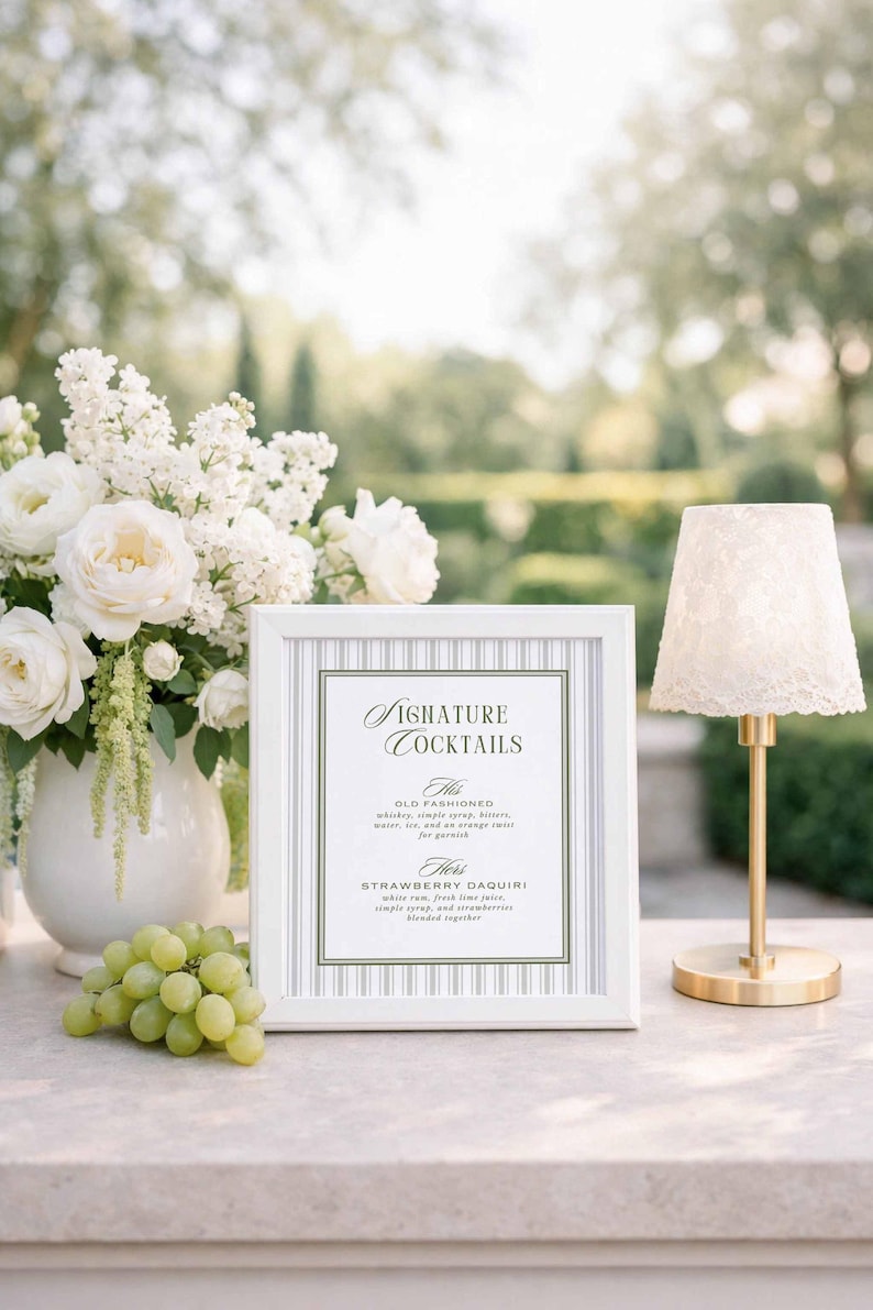 Old Money Wedding Bundle, Vintage-Inspired Stripes, Classic Wedding Stationery & Signage Set, Editable Canva Wedding Template, Westwood image 8