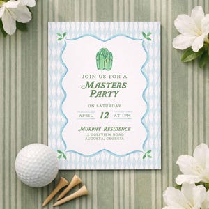 Golf Viewing Party Invitation Template, Hand Painted Watercolor Masters Theme, Editable Digital Invite for Golf Events, Hosting Watch Party