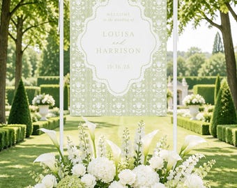 Wedding Welcome Sign, Hand Drawn Floral Design, Customizable Modern Grandmillennial Style, Reception Signage, Unique Wedding Decor, Fleur