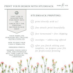 May include: A promotional graphic for Studioack printing services. The image features text that reads "Print Your Design With Studioack" and details about the printing services offered, including fast turnaround and fine details. Pink flowers are at the bottom.