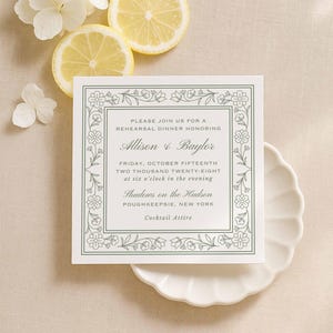 Green Stripe Rehearsal Dinner Invitation, Watercolor Stripe Rehearsal Template, Editable Canva Printable Invite Insert Card, Grove image 6