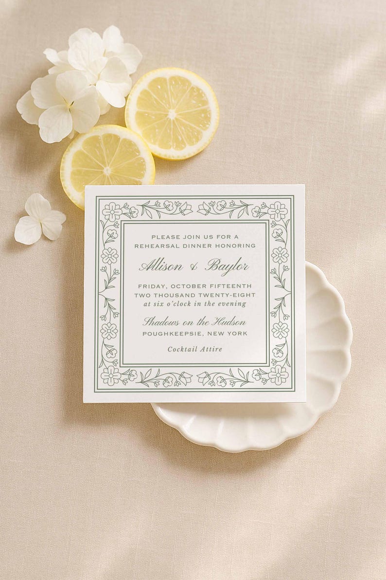 Green Stripe Rehearsal Dinner Invitation, Watercolor Stripe Rehearsal Template, Editable Canva Printable Invite Insert Card, Grove image 6