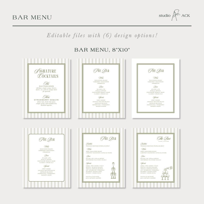 Old Money Wedding Bundle, Vintage-Inspired Stripes, Classic Wedding Stationery & Signage Set, Editable Canva Wedding Template, Westwood image 15