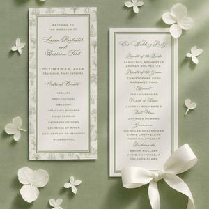 Southern Toile Wedding Program, Coastal Palmetto & Egret Design, Ceremony Program Template, Printable Program, Canva Editable Ceremony Card
