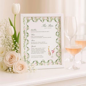 Hand-Painted Wedding Bar Menu Template, Watercolor Signature Drinks Sign, Editable Canva Bar Sign, Cocktail Menu Printable, Bloomfield