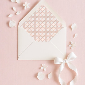 Coral Rattan Envelope Liner Template, Peach Watercolor Invitation Liner for A7 Euro Flap Envelopes, Wedding Stationery, Printable DIY Insert