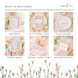 Hand Painted Floral Wedding Template Bundle, Watercolor Canva Invitation Suite, Editable Wedding Signs, Menus, Place Cards, Bloomfield image 4